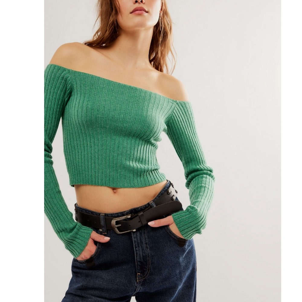 Free People Madeline Green Sweater